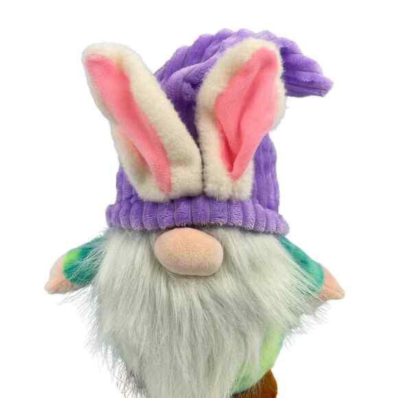 KaiSiYang Gnome 15" Plush Tye Dye Easter Spring Bunny Ears Purple Hat Dwarf - Picture 2 of 8